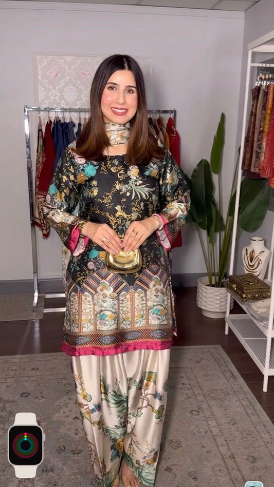 LULUSAR Digital Printed Shamooz Silk 3PC Suit – Premium Silk Collection