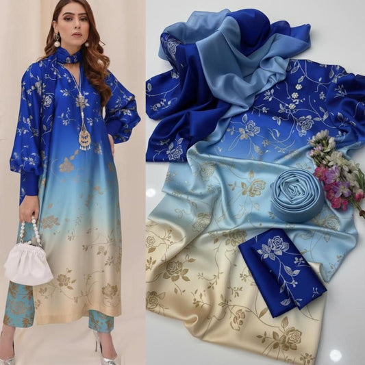 LULUSAR Digital Printed Shamooz Silk 3PC Suit – Premium Silk Collection