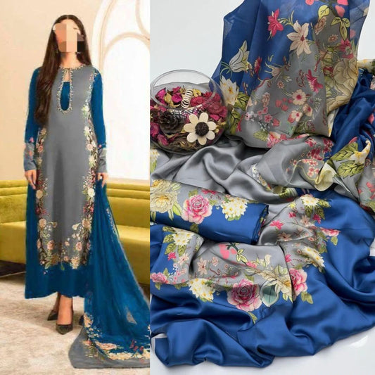 LULUSAR Digital Printed Shamooz Silk 3PC Suit – Premium Silk Collection