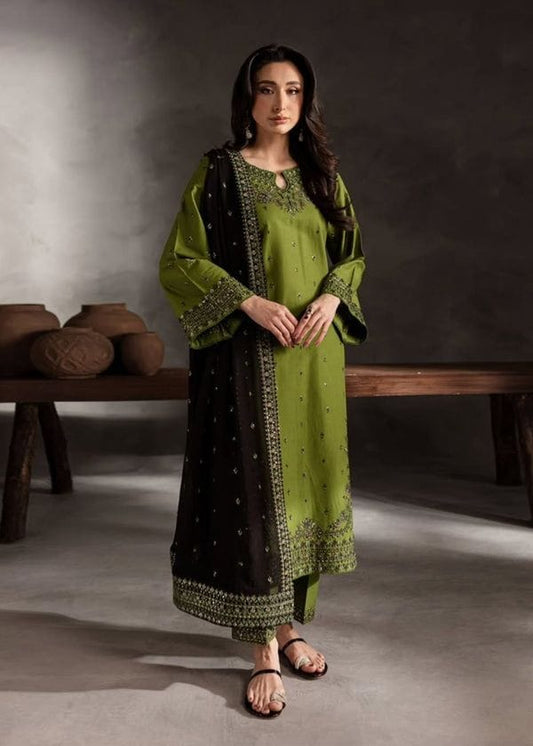 Premium Air-Jet Dhanak 3PC Embroidered Suit – Batik | Winter Collection 2026-27