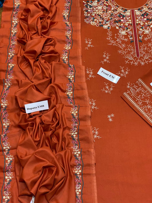 Premium Air-Jet Dhanak 3PC Heavy Embroidered Suit – Pezwaan | Winter Collection 2026-27