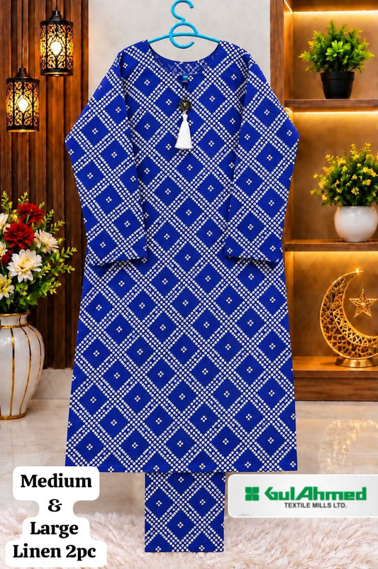 GUL AHMED STITCHED BY HADIA EMAAN – Printed Linen Allover 2PC Collection