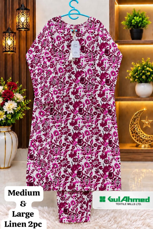 GUL AHMED STITCHED BY HADIA EMAAN – Printed Linen Allover 2PC Collection