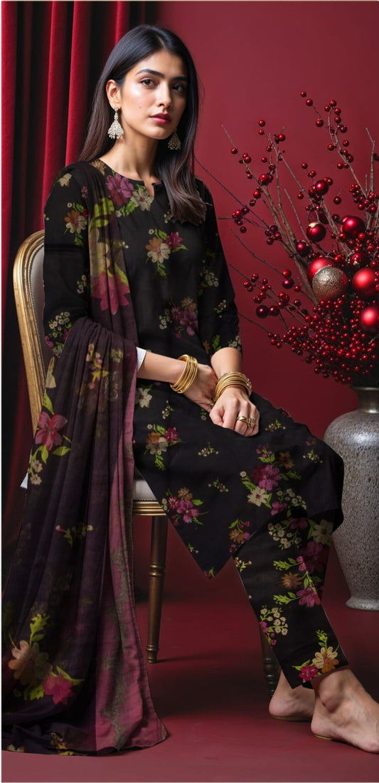 Digital Printed Lawn 3PC Suit with Chiffon Dupatta – Summer Collection 2026