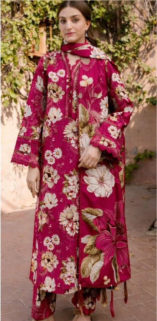 Digital Printed Lawn 3PC Suit with Chiffon Dupatta – Summer Collection 2026