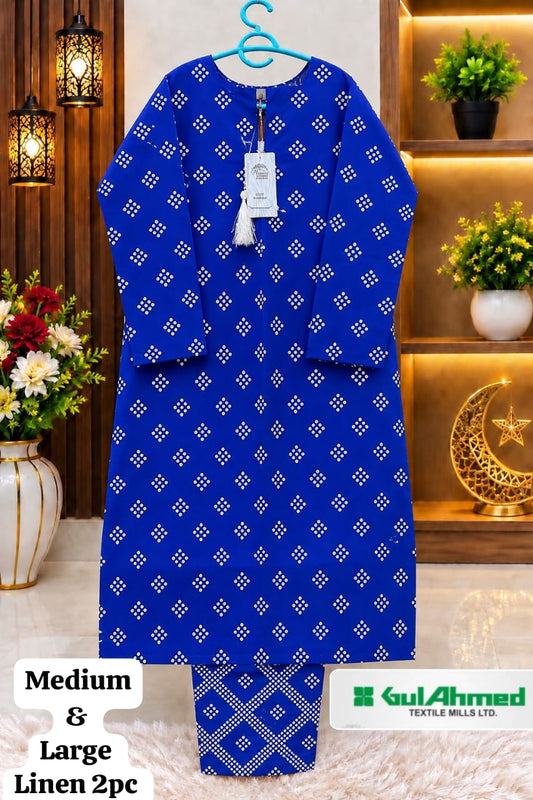 GUL AHMED STITCHED BY HADIA EMAAN – Printed Linen Allover 2PC Collection