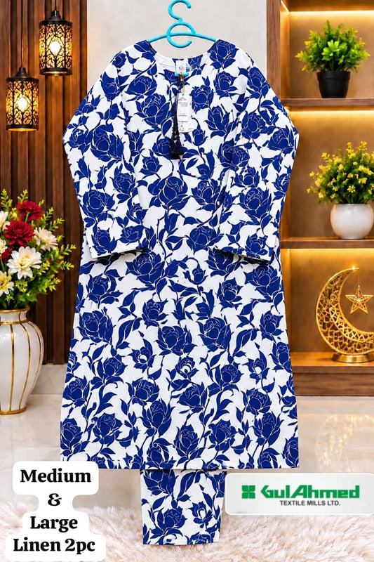 GUL AHMED STITCHED BY HADIA EMAAN – Printed Linen Allover 2PC Collection