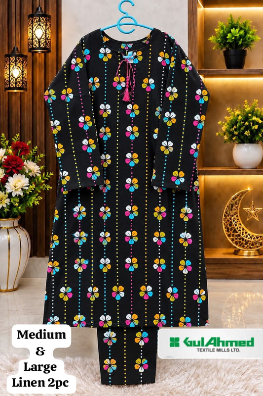 GUL AHMED STITCHED BY HADIA EMAAN – Printed Linen Allover 2PC Collection
