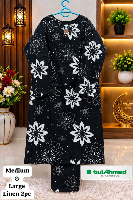 GUL AHMED STITCHED BY HADIA EMAAN – Printed Linen Allover 2PC Collection
