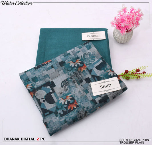 Mubashar Shafique Fabrics | Winter Digital Print Dhanak 2PC Suit