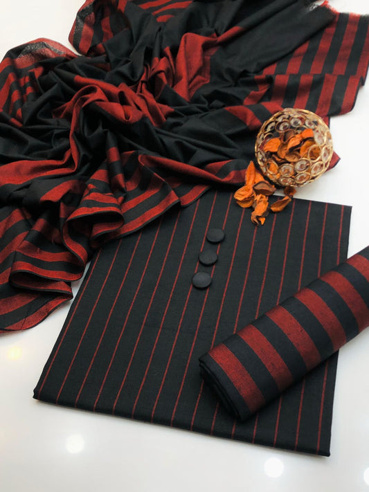 Black Red Multani Khaddi Sussi Marina 3PC