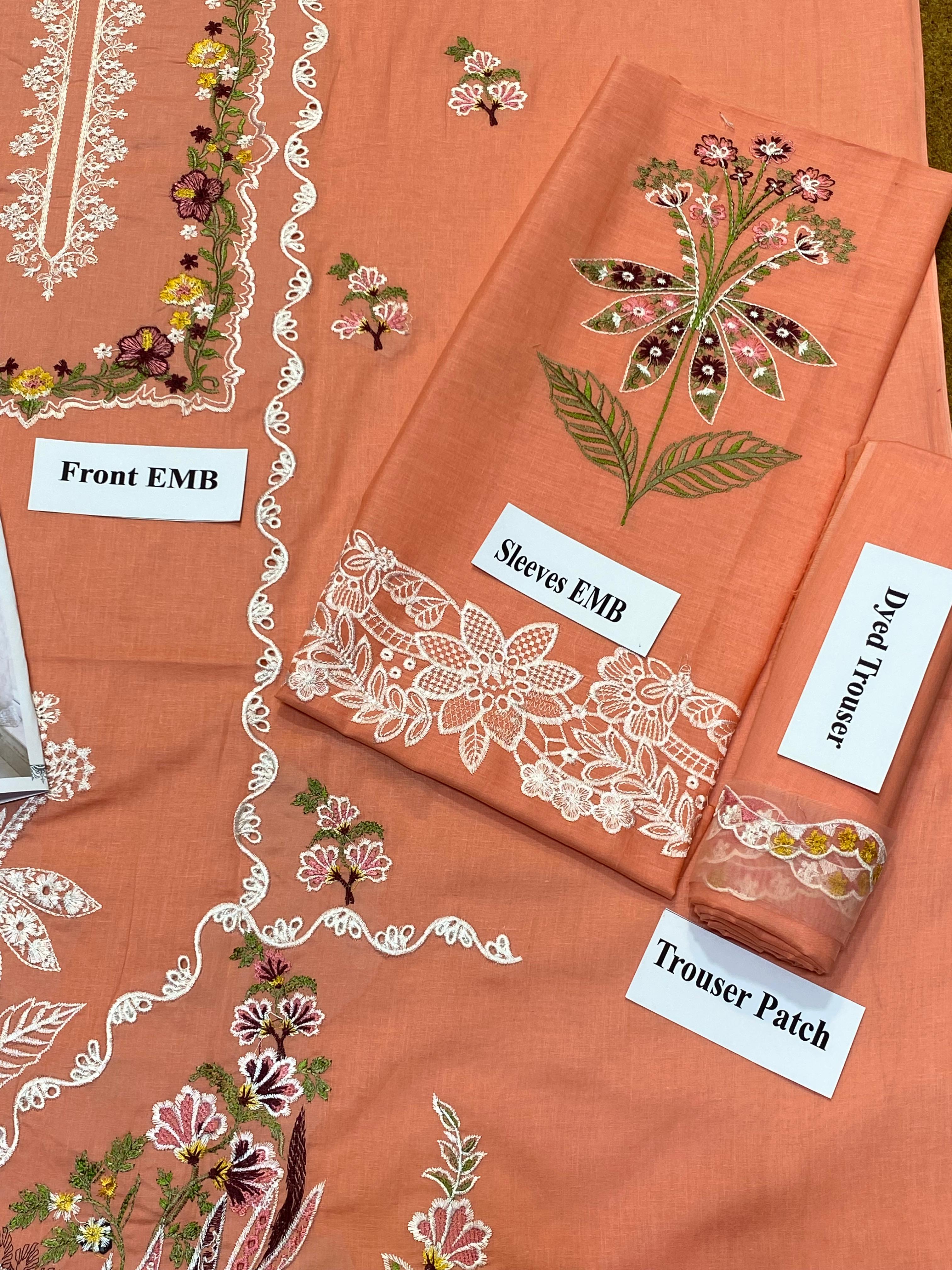 3-Piece Heavy Embroidered Lawn Suit with Embroidered Chiffon Dupatta