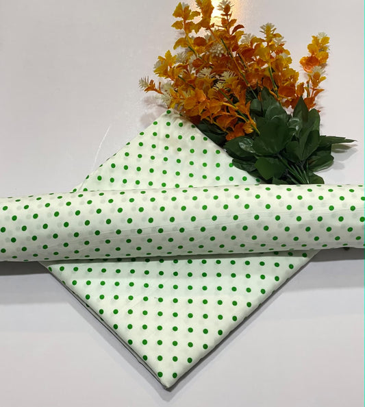 Classic Emerald Polka Dot Cotton / Lawn Co-Ord 2 Pc Fabric Set