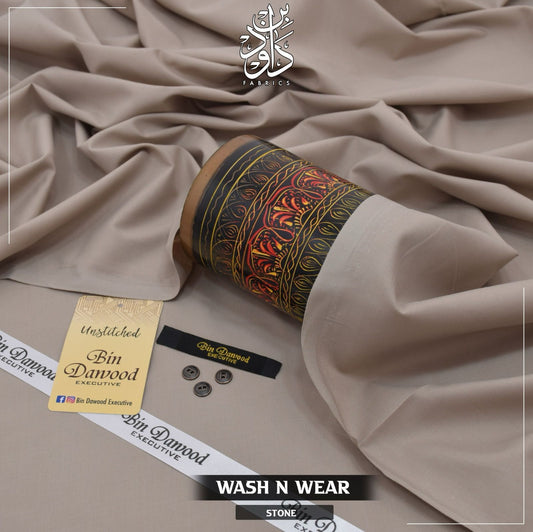Stone Beige Men's Unstitched Wash & Wear Shalwar Kameez Fabric