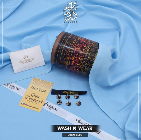 Dubai Blue Men's Unstitched Wash & Wear Shalwar Kameez Fabric