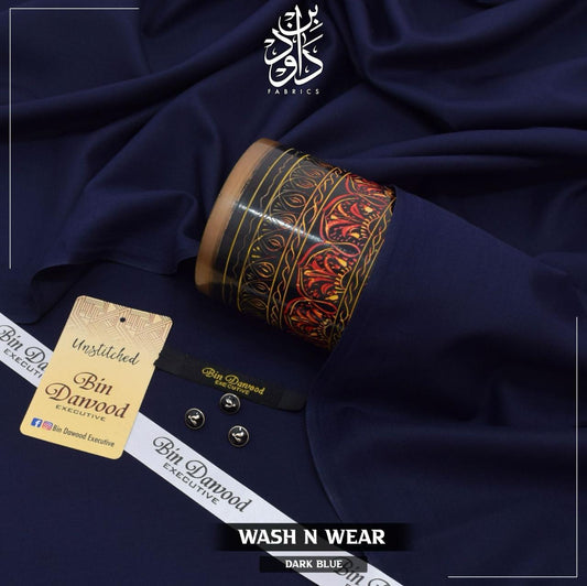 Dark Blue Men's Unstitched Wash & Wear Shalwar Kameez Fabric