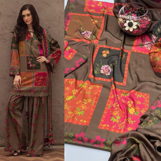 LULUSAR Digital Printed Shamooz Silk 3PC Suit – Premium Silk Collection
