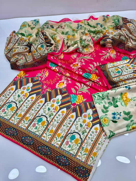 LULUSAR Digital Printed Shamooz Silk 3PC Suit – Premium Silk Collection