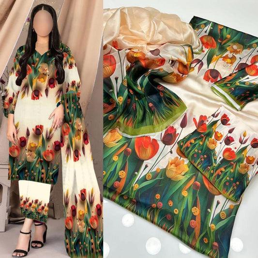 LULUSAR Digital Printed Shamooz Silk 3PC Suit – Premium Silk Collection