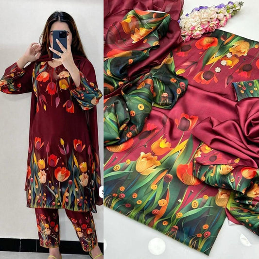 LULUSAR Digital Printed Shamooz Silk 3PC Suit – Premium Silk Collection