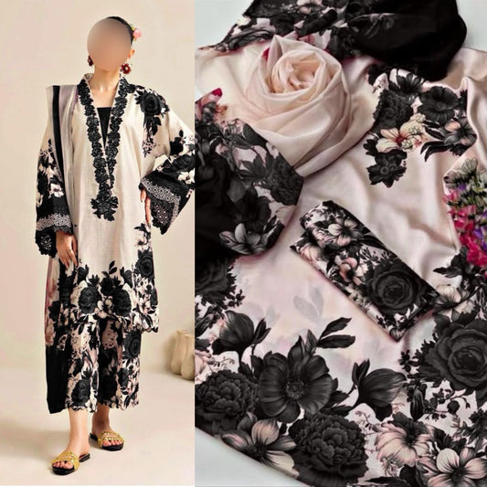 LULUSAR Digital Printed Shamooz Silk 3PC Suit – Premium Silk Collection