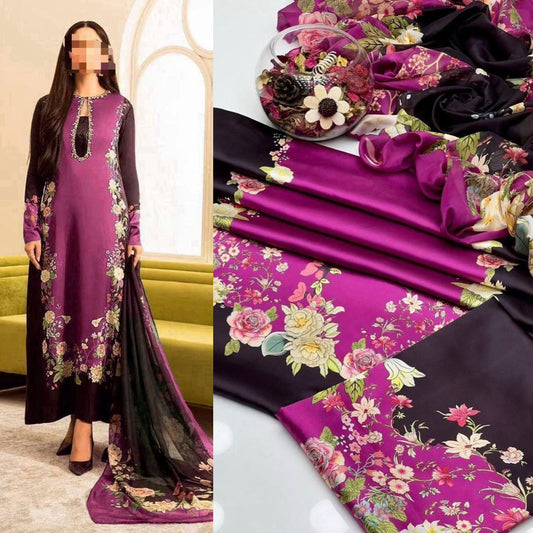 LULUSAR Digital Printed Shamooz Silk 3PC Suit – Premium Silk Collection