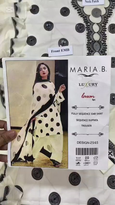 MARIA.B Air-Jet Lawn 3PC Sequence Embroidered Suit with Jarjet Chiffon Dupatta – Summer Collection 2026