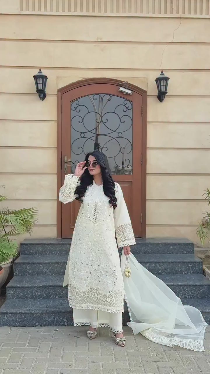 SHANZAY Premium Airjet Lawn 3PC Heavy Embroidered Suit with Voil Lawn Dupatta – Summer Collection 2026