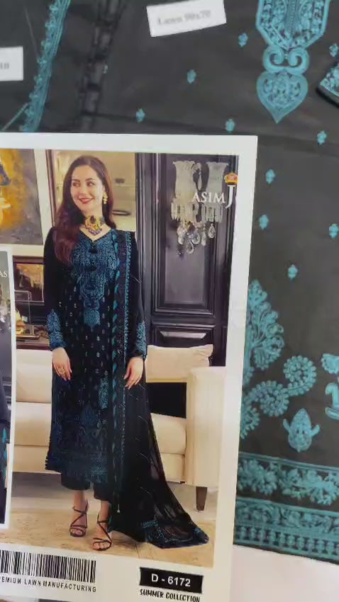 ASIM JOFA Premium Air-Jet Lawn 3PC Embroidered Suit with Chiffon Dupatta – Sale Collection 2026