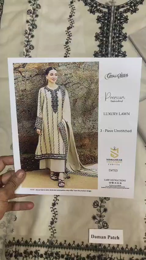 CROSS STITCH Air-Jet Lawn 3PC Heavy Embroidered Suit with Digital Print & Chiffon Dupatta – Summer Collection 2026