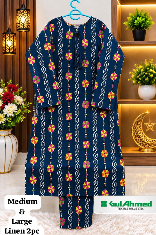 GUL AHMED STITCHED BY HADIA EMAAN – Printed Linen Allover 2PC Collection