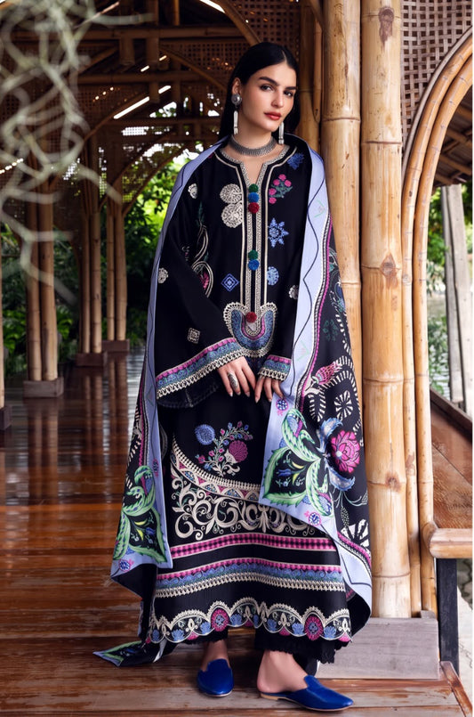 MUSHQ 3PC Casual Winter Suit – Premium Dhanak Air-Jet | Printed Wool Shawl