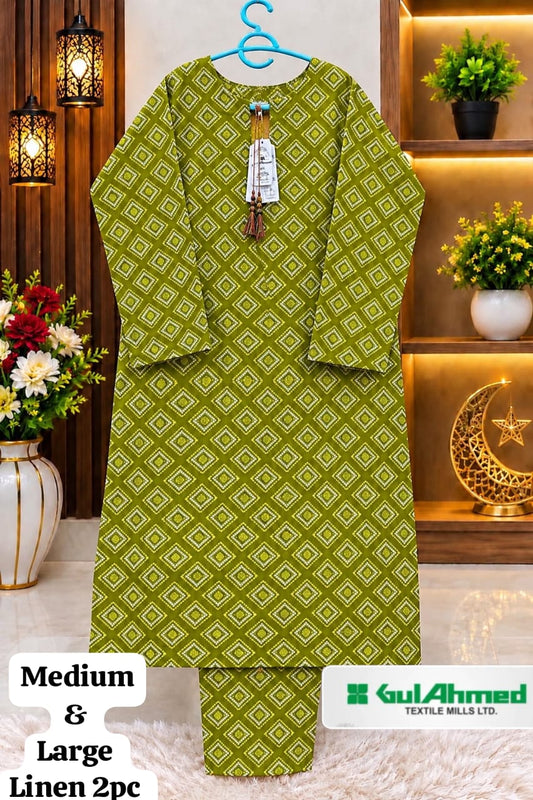 GUL AHMED STITCHED BY HADIA EMAAN – Printed Linen Allover 2PC Collection