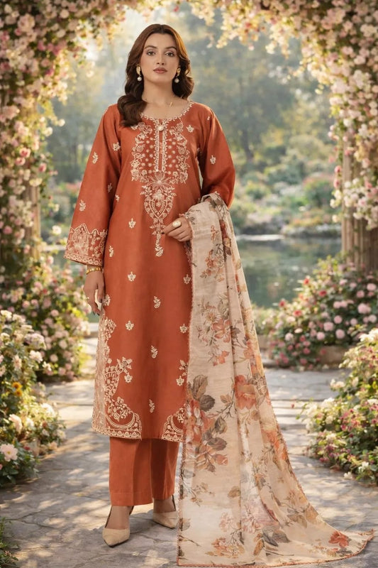 MOHAGNI 420 – Premium Air-Jet Dhanak 3PC Embroidered Suit | Winter Collection 2026-27