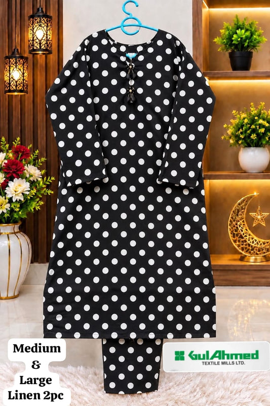 GUL AHMED STITCHED BY HADIA EMAAN – Printed Linen Allover 2PC Collection