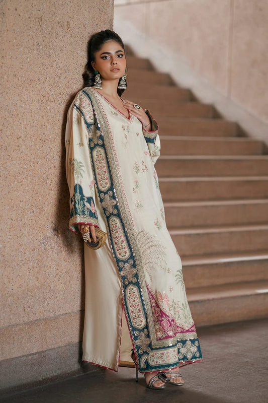 ETHNIC Inspired Premium Kaftan Silk 2PC Heavy Embroidered Suit – Festive Collection