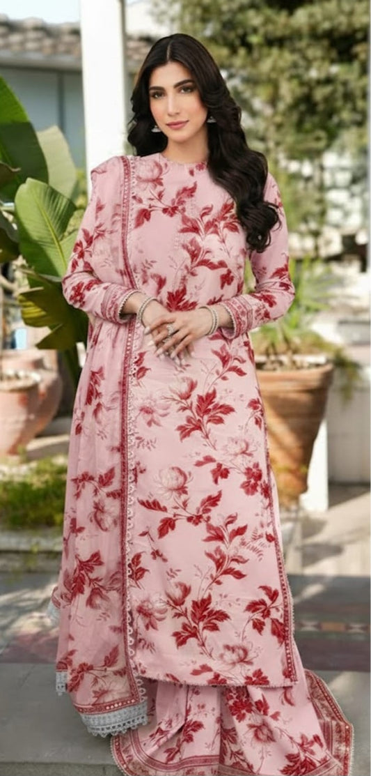 Digital Printed Lawn 3PC Suit with Chiffon Dupatta – Summer Collection 2026