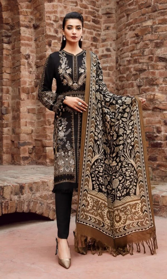 MARIA B Premium Air-Jet Dhanak 3PC Embroidered Suit – Winter Collection 2026-27