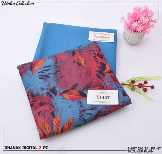 Mubashar Shafique Fabrics | Winter Digital Print Dhanak 2PC Suit