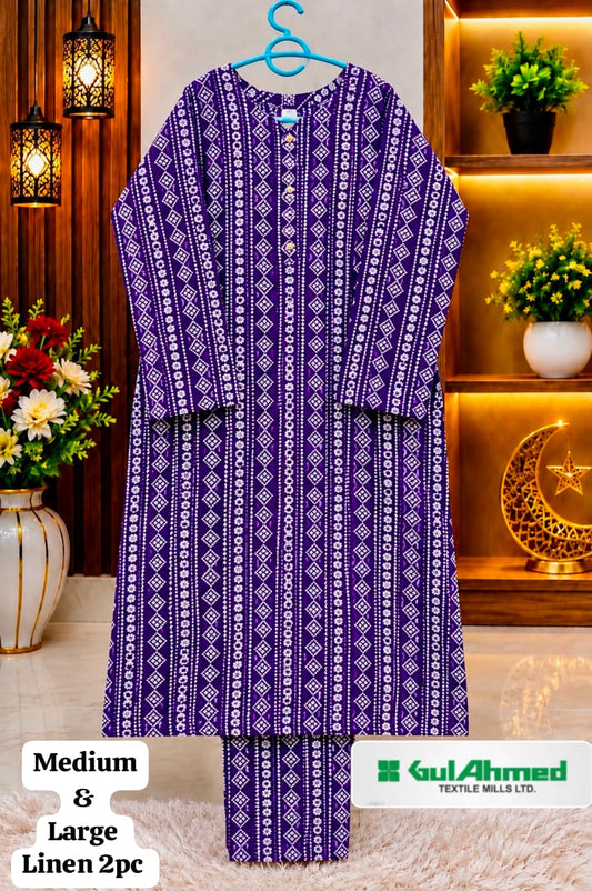 GUL AHMED STITCHED BY HADIA EMAAN – Printed Linen Allover 2PC Collection