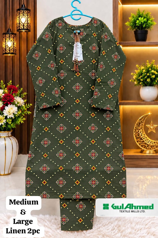 GUL AHMED STITCHED BY HADIA EMAAN – Printed Linen Allover 2PC Collection