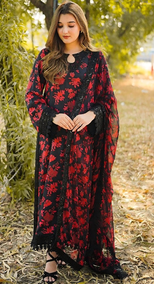 Digital Printed Lawn 3PC Suit with Chiffon Dupatta – Summer Collection 2026