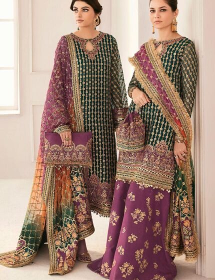 Baroque Unstitched Replica – Premium Organza 3PC Embroidered Suit with Shamooz Silk Trouser