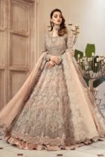 Maria.B Bridal Wedding Edition – Luxury Net Embroidered Maxi with Silk Trouser & Dupatta (6 Colors Available) - Image 12