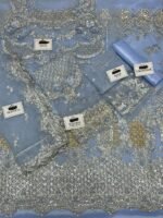 Maria.B Bridal Wedding Edition – Luxury Net Embroidered Maxi with Silk Trouser & Dupatta (6 Colors Available) - Image 10