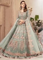 Maria.B Bridal Wedding Edition – Luxury Net Embroidered Maxi with Silk Trouser & Dupatta (6 Colors Available) - Image 5