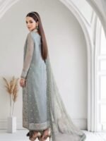 Jhil Mil Chiffon Collection – 3PC Fully Embroidered Spangle Work Suit with Net Dupatta & Malai Trouser - Image 21