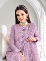 Jhil Mil Chiffon Collection – 3PC Fully Embroidered Spangle Work Suit with Net Dupatta & Malai Trouser - Image 16