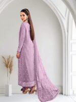 Jhil Mil Chiffon Collection – 3PC Fully Embroidered Spangle Work Suit with Net Dupatta & Malai Trouser - Image 17