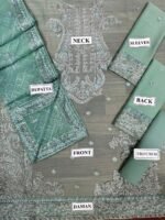 Jhil Mil Chiffon Collection – 3PC Fully Embroidered Spangle Work Suit with Net Dupatta & Malai Trouser - Image 10